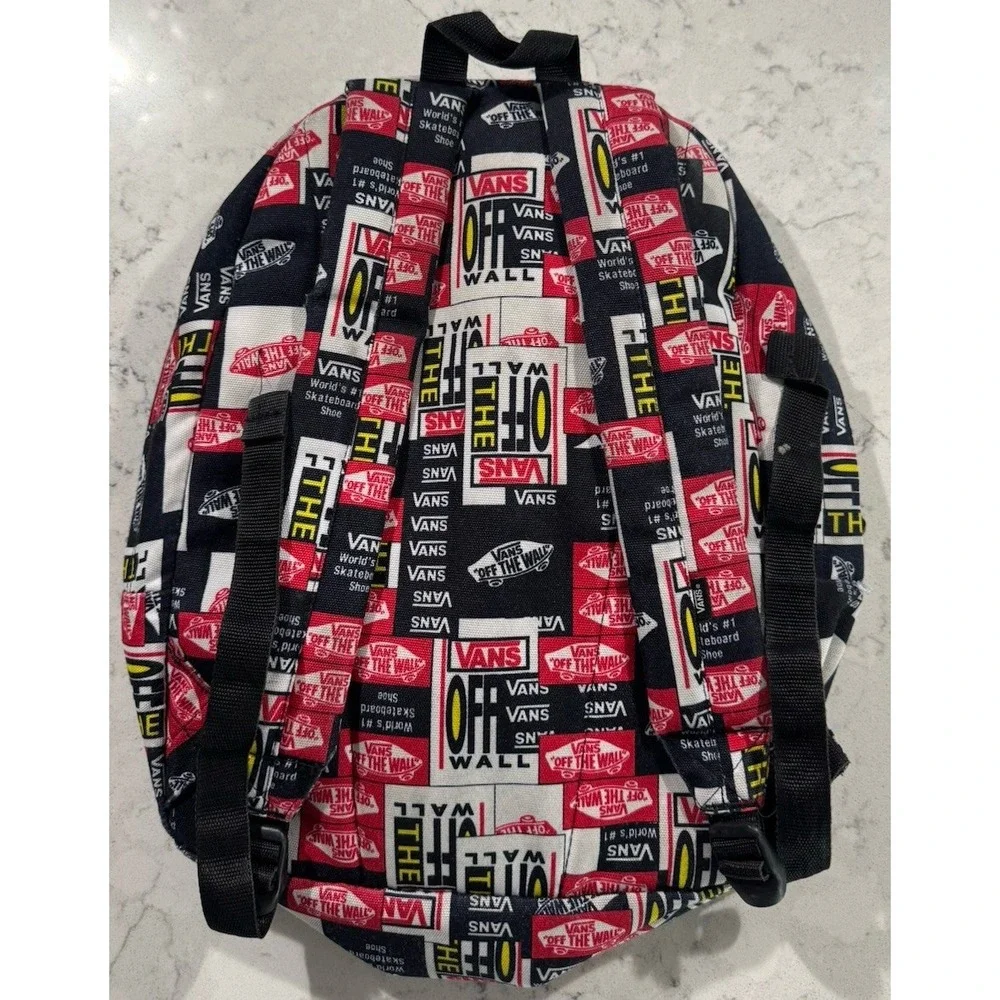 Vans Off The Wall Backpack Red Black White Graphic Logo Skate Surf School Casual